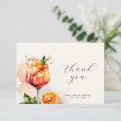 Aperol Spritz Watercolor Brautparty Dankeskarte (Stehend Vorderseite)