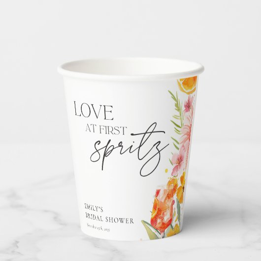 Aperol Spritz Watercolor Brautparty Pappbecher (Rückseite)