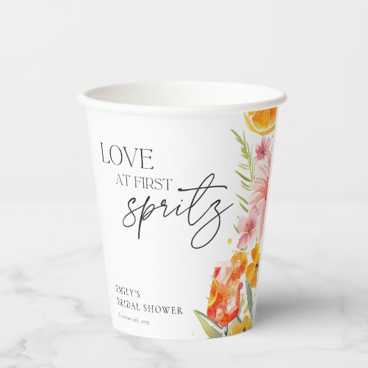 Aperol Spritz Watercolor Brautparty Pappbecher (Vorderseite)