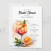 Aperol Spritz Watercolor Bridal Dusche Einladung (Vorderseite)