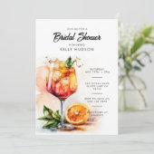 Aperol Spritz Watercolor Bridal Dusche Einladung (Stehend Vorderseite)