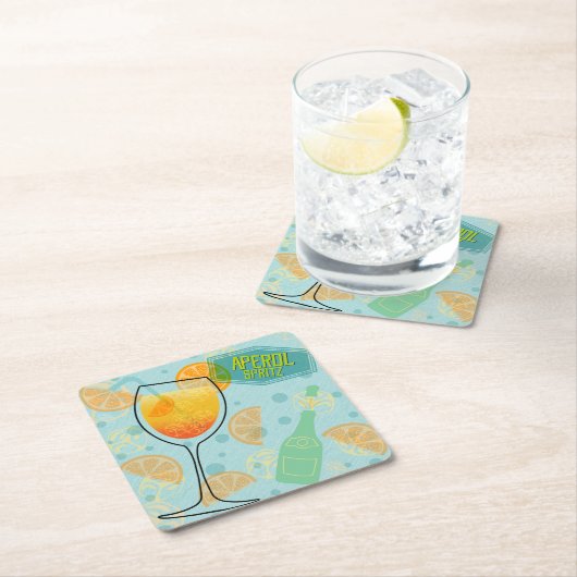 Aperol SpritzSquare Rechteckiger Pappuntersetzer (Vor Ort)