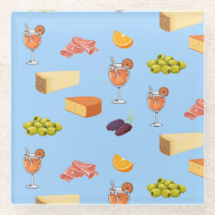 Aperol- und Käse-Muster Glasuntersetzer