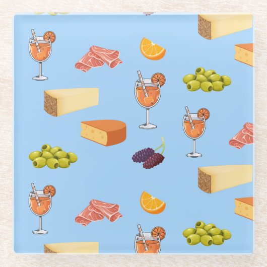 Aperol- und Käse-Muster Glasuntersetzer (Vorderseite)