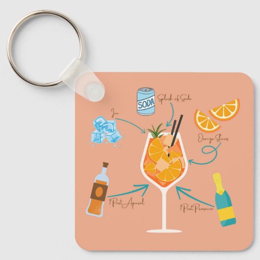 Aperolrecipe Schlüsselanhänger (Vorderseite)
