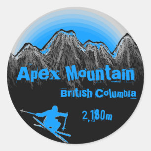 Apex Mountain British Columbia blaue Skikitter Runder Aufkleber