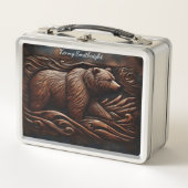 Apex Predator: Leder ist grizzlyrisch geätzt Metall Brotdose (Vorderseite)