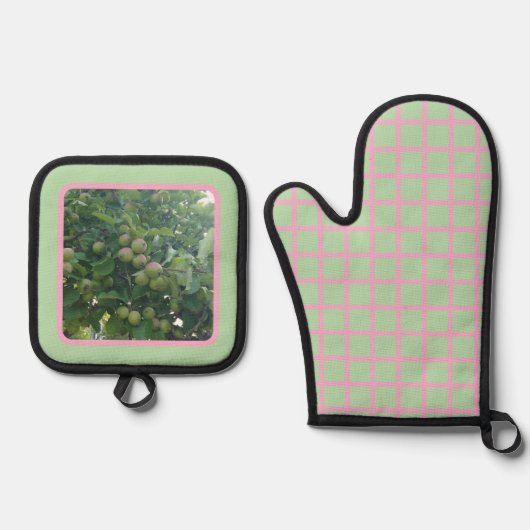 Äpfel A-Go-Go Ofenhandschuh & Topflappen-Set (Vorderseite)