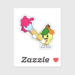 Apfel als Maler mit Pinsel Aufkleber