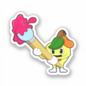 Apfel als Maler mit Pinsel Aufkleber (Vorderseite)