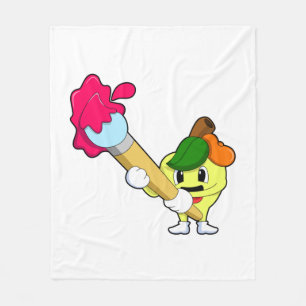 Apfel als Maler mit Pinsel Fleecedecke