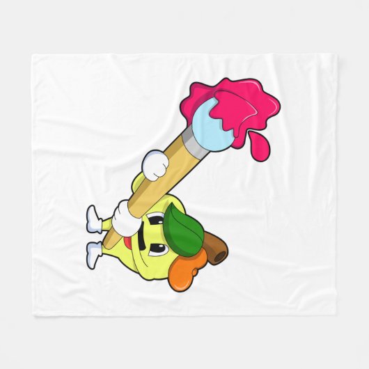 Apfel als Maler mit Pinsel Fleecedecke (Vorderseite (Horizontal))