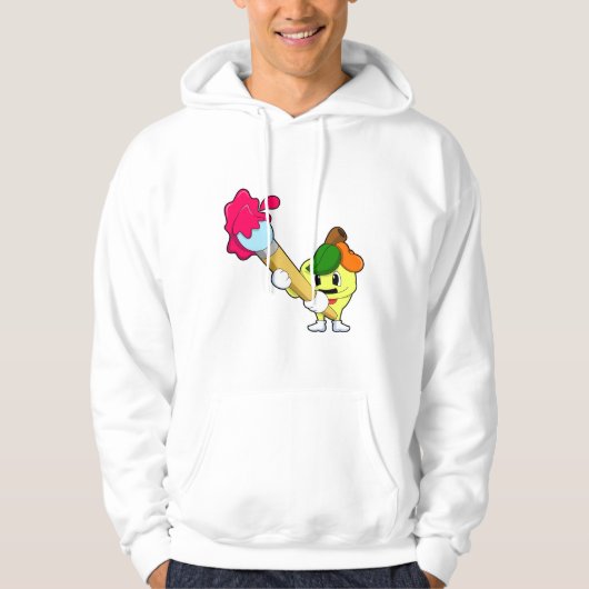Apfel als Maler mit Pinsel Hoodie (Vorderseite)