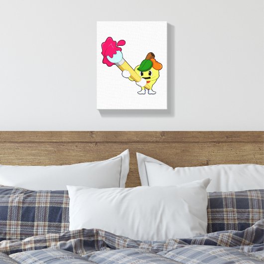 Apfel als Maler mit Pinsel Leinwanddruck (Insitu (Schlafzimmer))