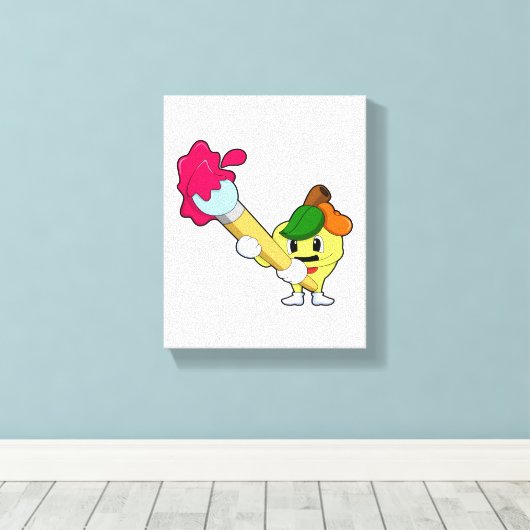 Apfel als Maler mit Pinsel Leinwanddruck (Insitu (Holzboden))