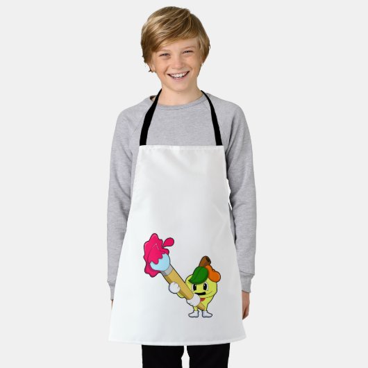 Apfel als Maler mit Pinsel Schürze (Getragen)