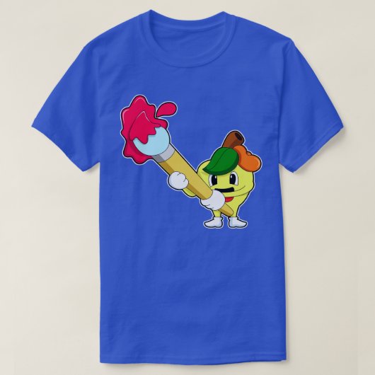 Apfel als Maler mit Pinsel T-Shirt (Design vorne)