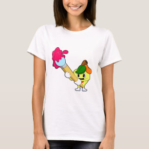 Apfel als Maler mit Pinsel T-Shirt