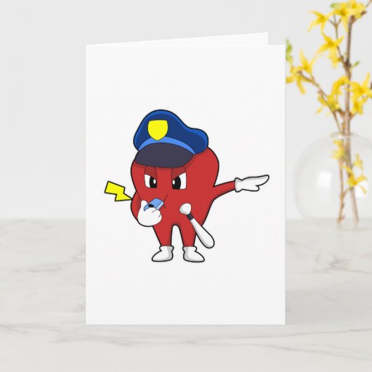 Apfel als Polizeibeamter mit Pfeifen & Baton Karte (Gelbe Blume)