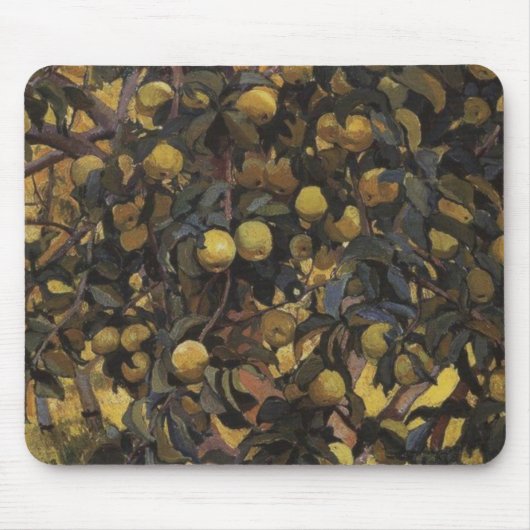 Äpfel an den Zweigen der Bäume (von Serebriakova) Mousepad (Vorne)