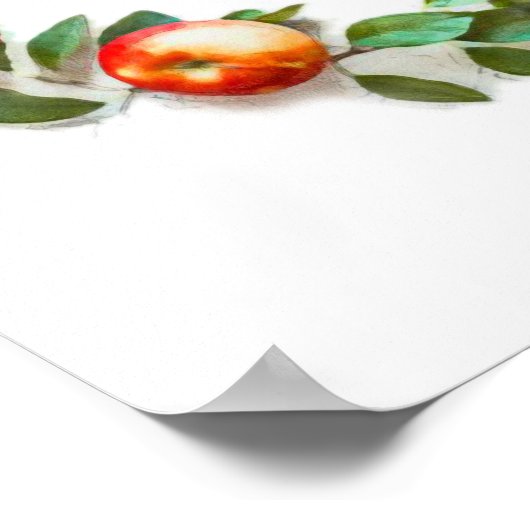 Apfel-Apfel, Rot-Grün-Bauerndekor Poster (Ecke)