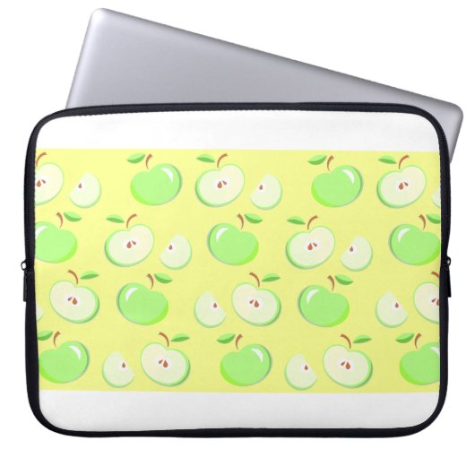 Äpfel Apfelmuster Vektor grün Laptopschutzhülle (Vorderseite)
