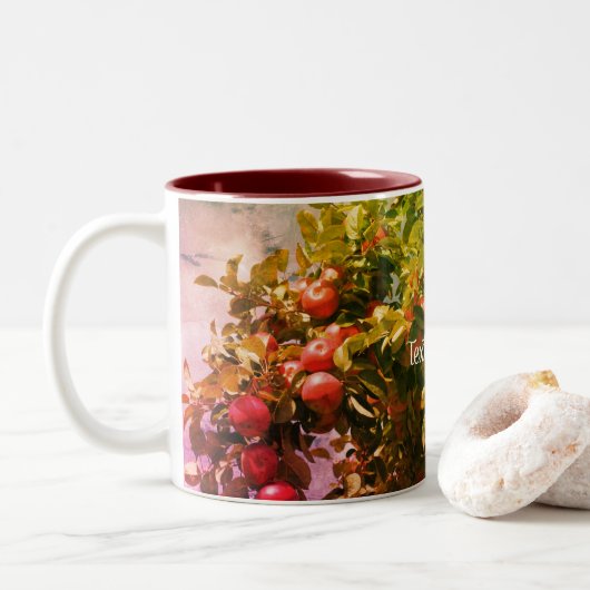 Äpfel auf Baum Art Personalisiert Zweifarbige Tasse (Mit Donut)