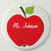 Apfel auf Beige Zickzack; Zickzack Button (Vorderseite)