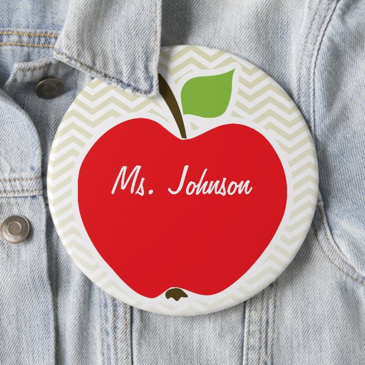 Apfel auf Beige Zickzack; Zickzack Button (Beispiel)