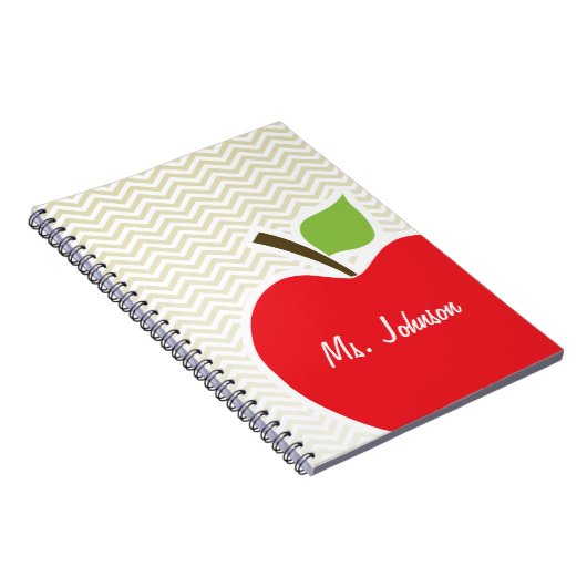 Apfel auf Beige Zickzack; Zickzack Notizblock (Rechte Seite)