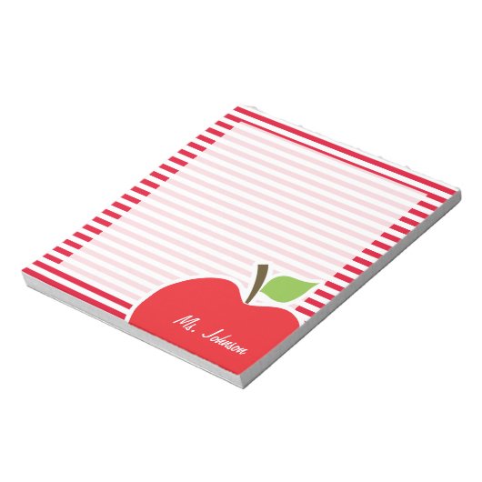 Apfel auf Cadmium roten Streifen; Streifen Notizblock (Rotiert)