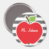 Apfel auf dunkelgrauen horizontalen Streifen Magnet (Vorderseite/Rückseite)