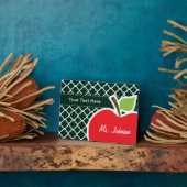 Apfel auf dunkelgrüner Quatrefolie Fotoplatte (Seite)