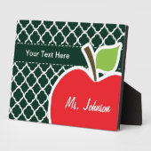 Apfel auf dunkelgrüner Quatrefolie Fotoplatte (Seite)