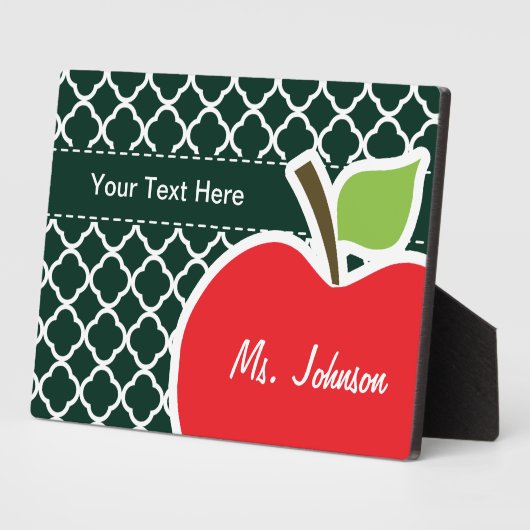 Apfel auf dunkelgrüner Quatrefolie Fotoplatte (Seite)