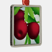 "Äpfel auf einer Zweigniederlassung" Silbernes Ornament (Rechts)
