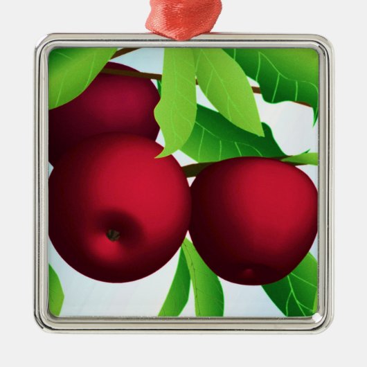 "Äpfel auf einer Zweigniederlassung" Silbernes Ornament (Vorne)