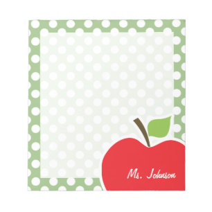 Apfel auf Laurel Green Polka Dots Notizblock