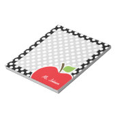 Apfel auf schwarzen und weißen Polka-Punkten Notizblock (Rotiert)