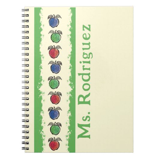 Äpfel auf Yellow Teacher Gift Notebook Notizblock (Vorderseite)
