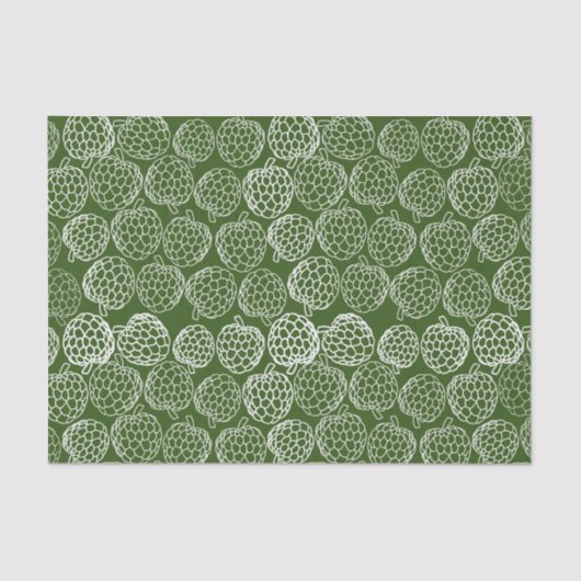 Äpfel aus grünem Zucker, tropische Früchte Seidenpapier (Vorderseite)