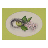 Apfel aus meinem Auge Surreal zeichnend Kunst Grün