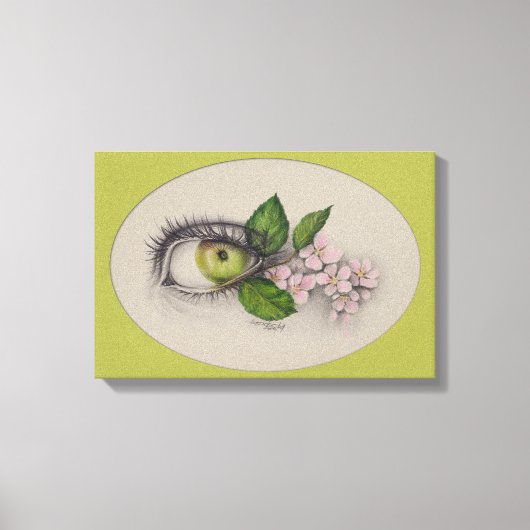 Apfel aus meinem Auge Surreal zeichnend Kunst Grün Leinwanddruck (Vorderseite)