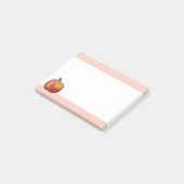 Apfel aus rotem Cartoon und Rosa Post-it Klebezettel (angewinkelt)