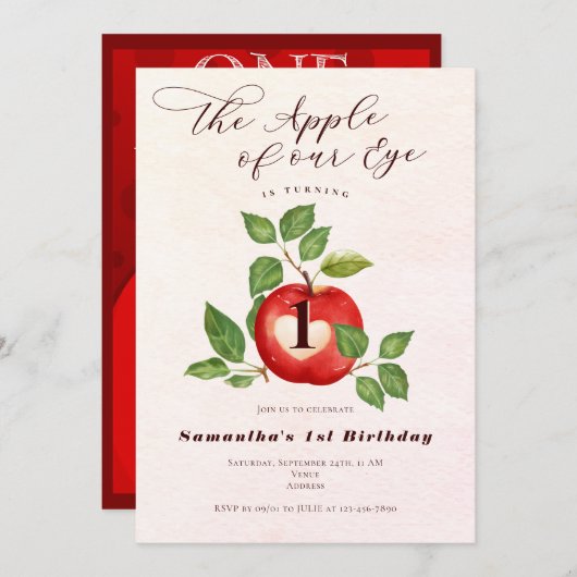 Apfel aus unserem Augenfall ernten Rustikal 1. Geb Einladung (Vorne/Hinten)