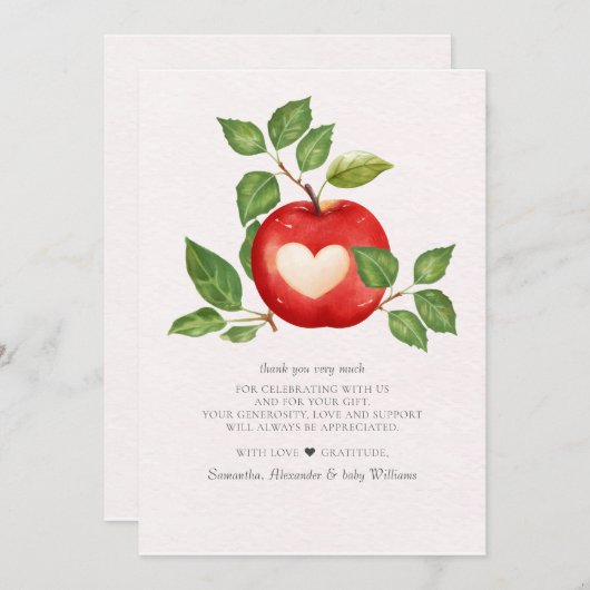 Apfel aus unserem Augenfall ernten rustikale Babyd Dankeskarte (Vorne/Hinten)