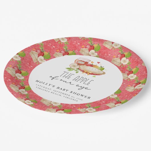 Apfel aus unserem Baby-Duschpapier Pappteller (Schrägansicht)