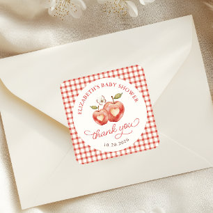 Apfel-Baby-Party-Dankeschön-Aufkleber Quadratischer Aufkleber