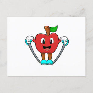 Apfel bei Fitness mit Seil Postkarte