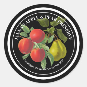 Apfel & Birne Bewahrung Label Elegant Vintag Runder Aufkleber